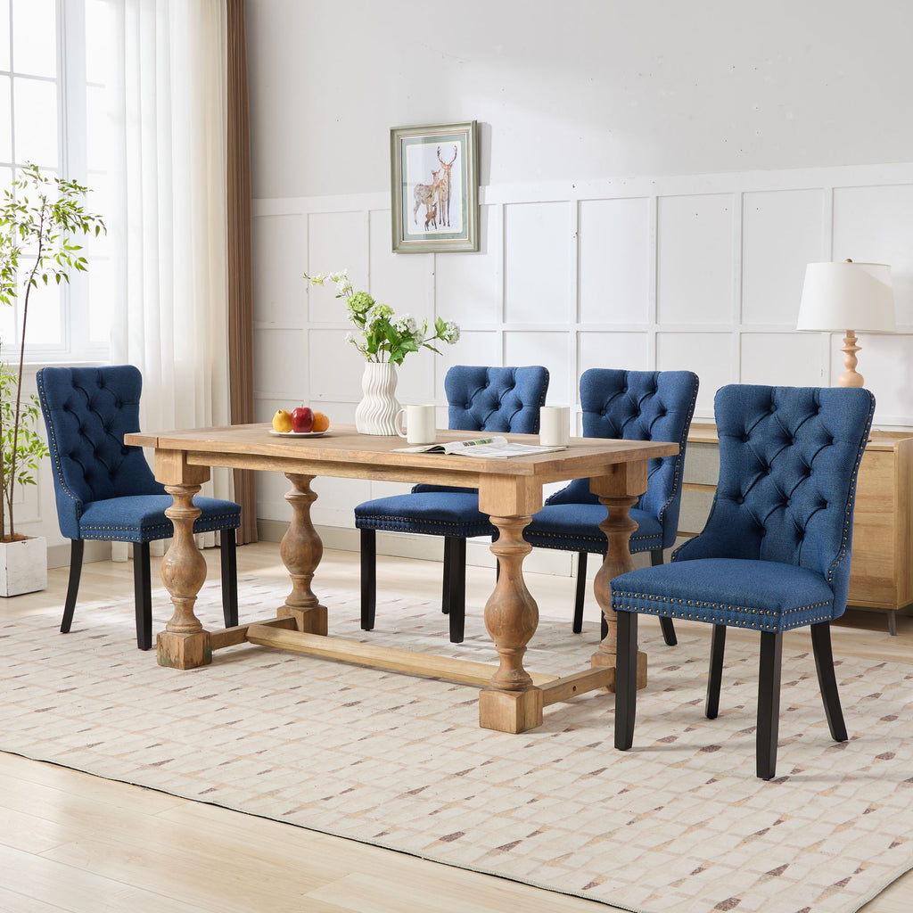 Linen Contemporary Tufted Flax Upholstered Dining Chairs (Set of 2)