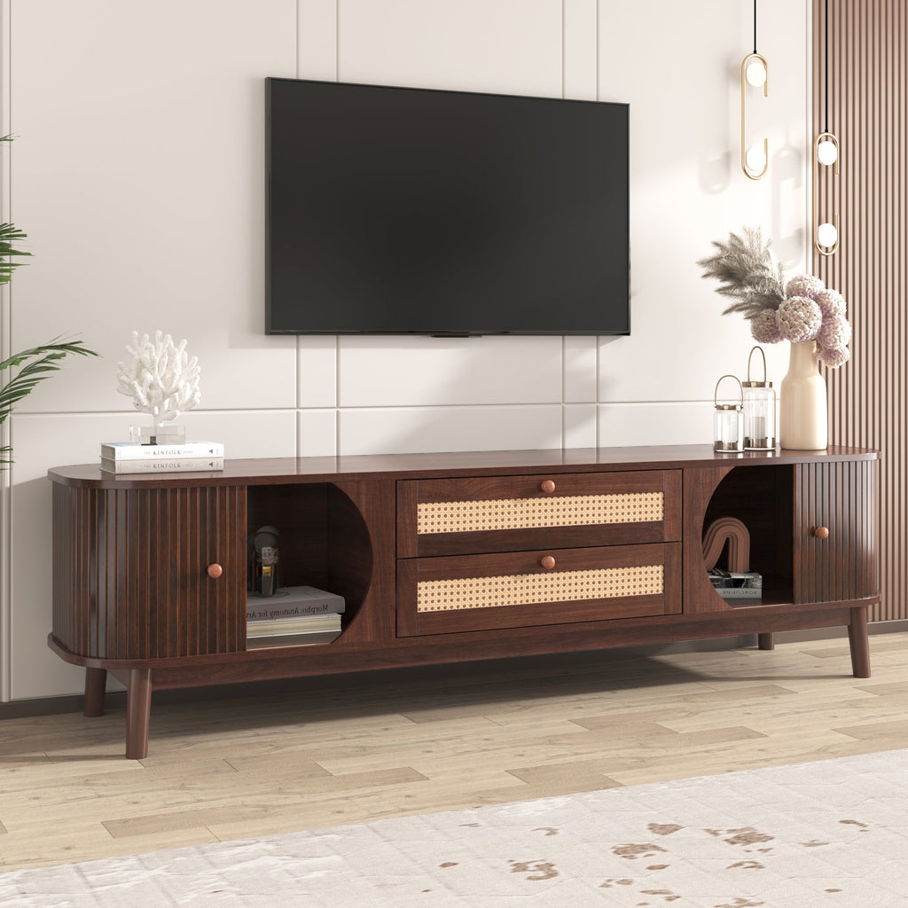 Modern Farmhouse Rattan TV Stand  Up to 75''