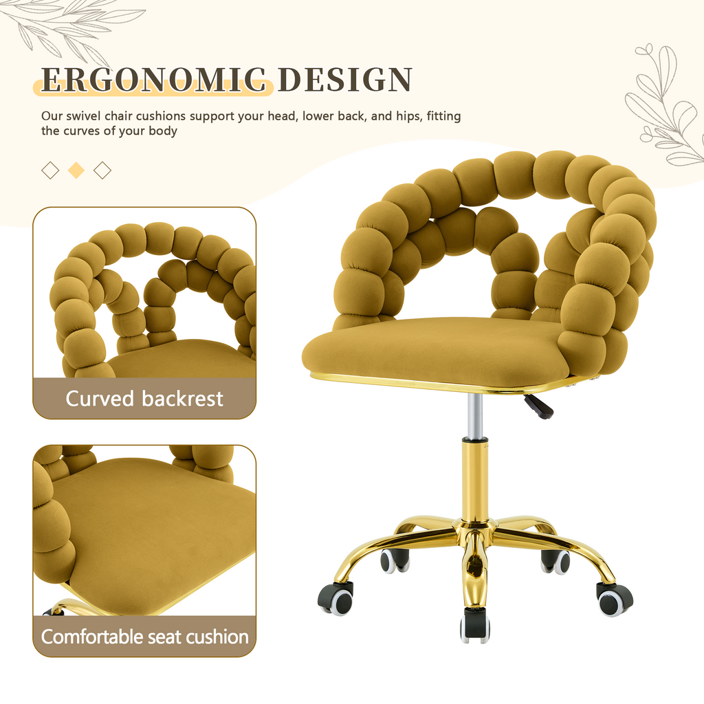 Coloful Modern Velvet Adjustable Swivel Desk Chair with Bubble Back