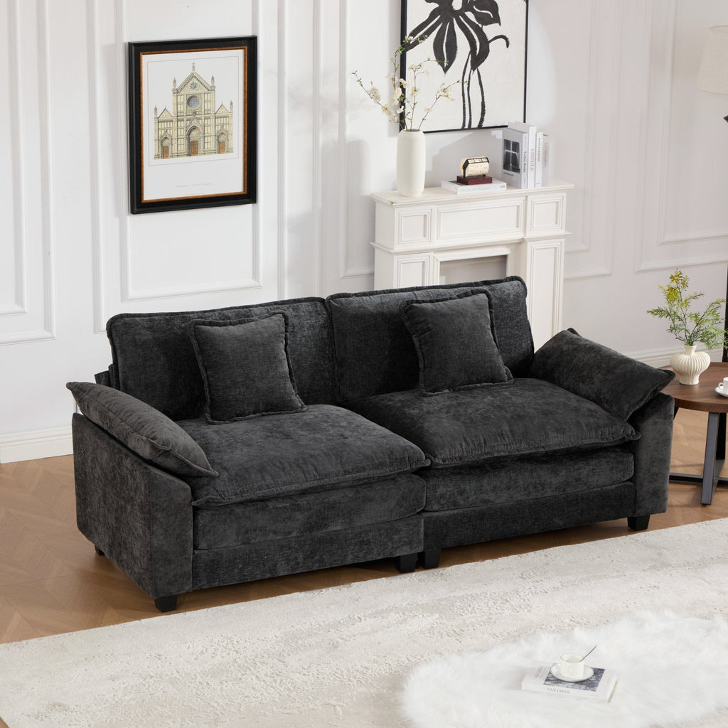 Modern Comfy Upholstered Seat Cushion Sectional Couch (Ottoman is Not Included)