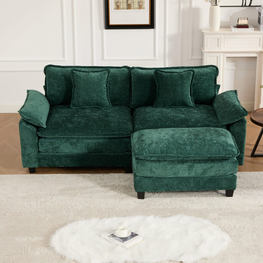 Modern Comfy Upholstered Seat Cushion Sectional Couch (Ottoman is Not Included)
