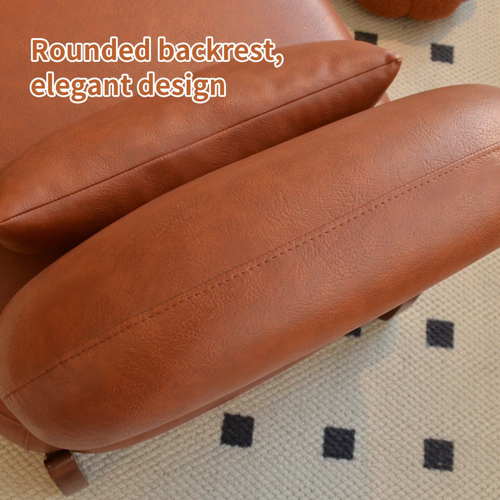 Armless Leather Accent Chair with Solid Wood Legs