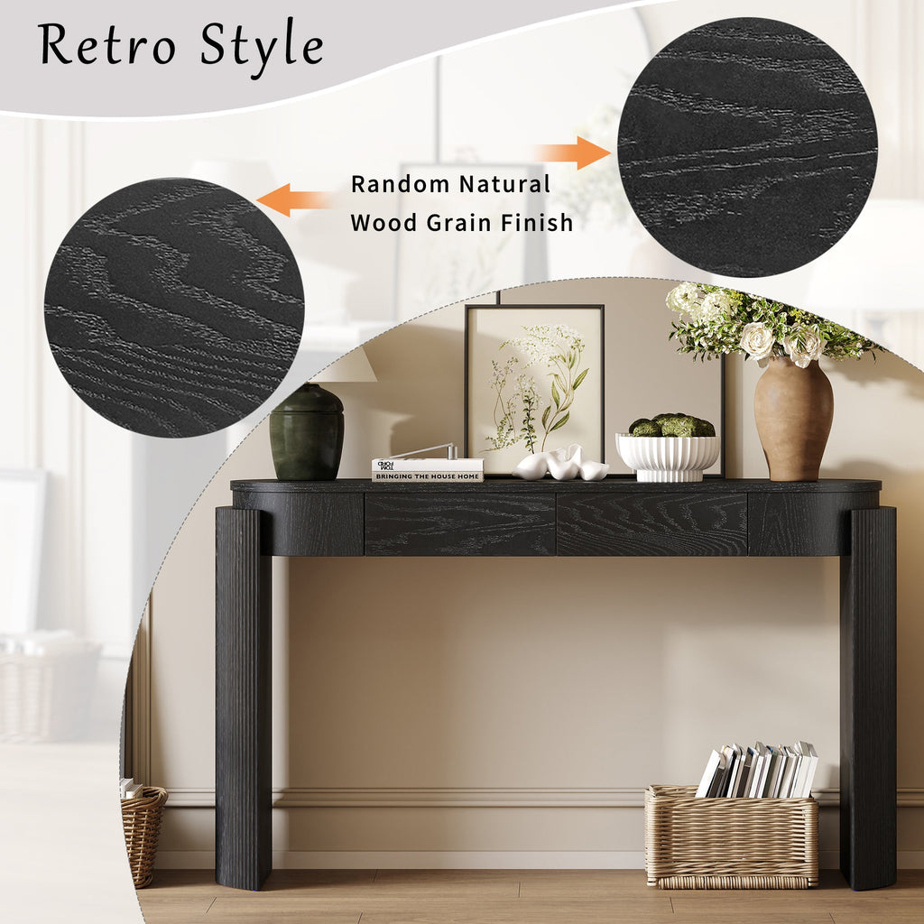 Entryway Console Table with Fluted Legs & Storage Drawers