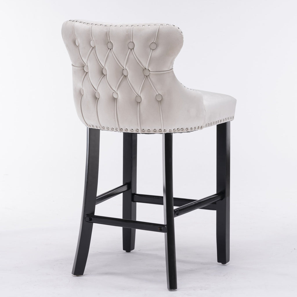 Leisure Style Velvet Upholstered Wing-Back Barstools (Set of 2)