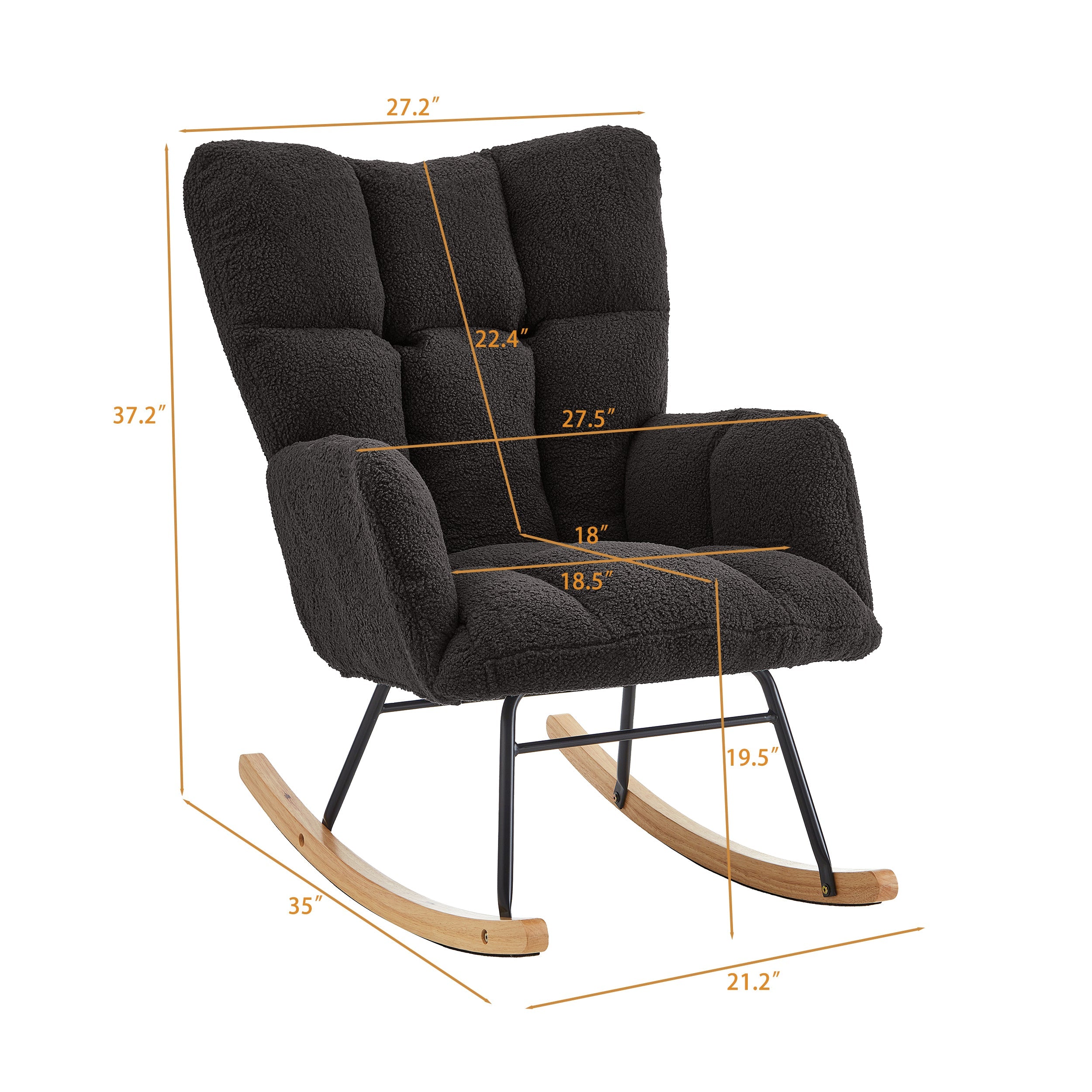 Tufted Upholstered Teddy Fabric Glider Rocking Chair