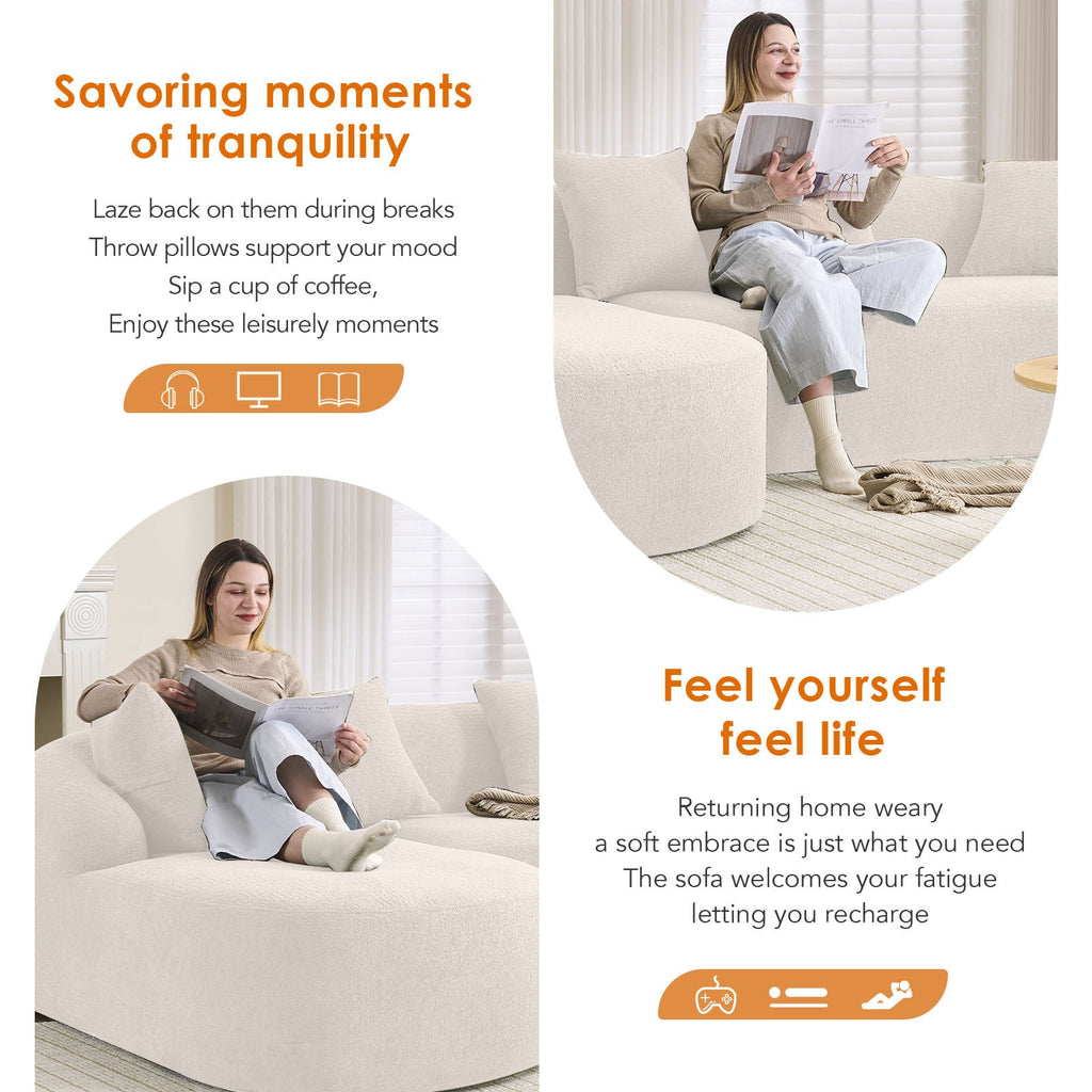 Boneless L-Shape Sectional Sofa with Curved Chaise