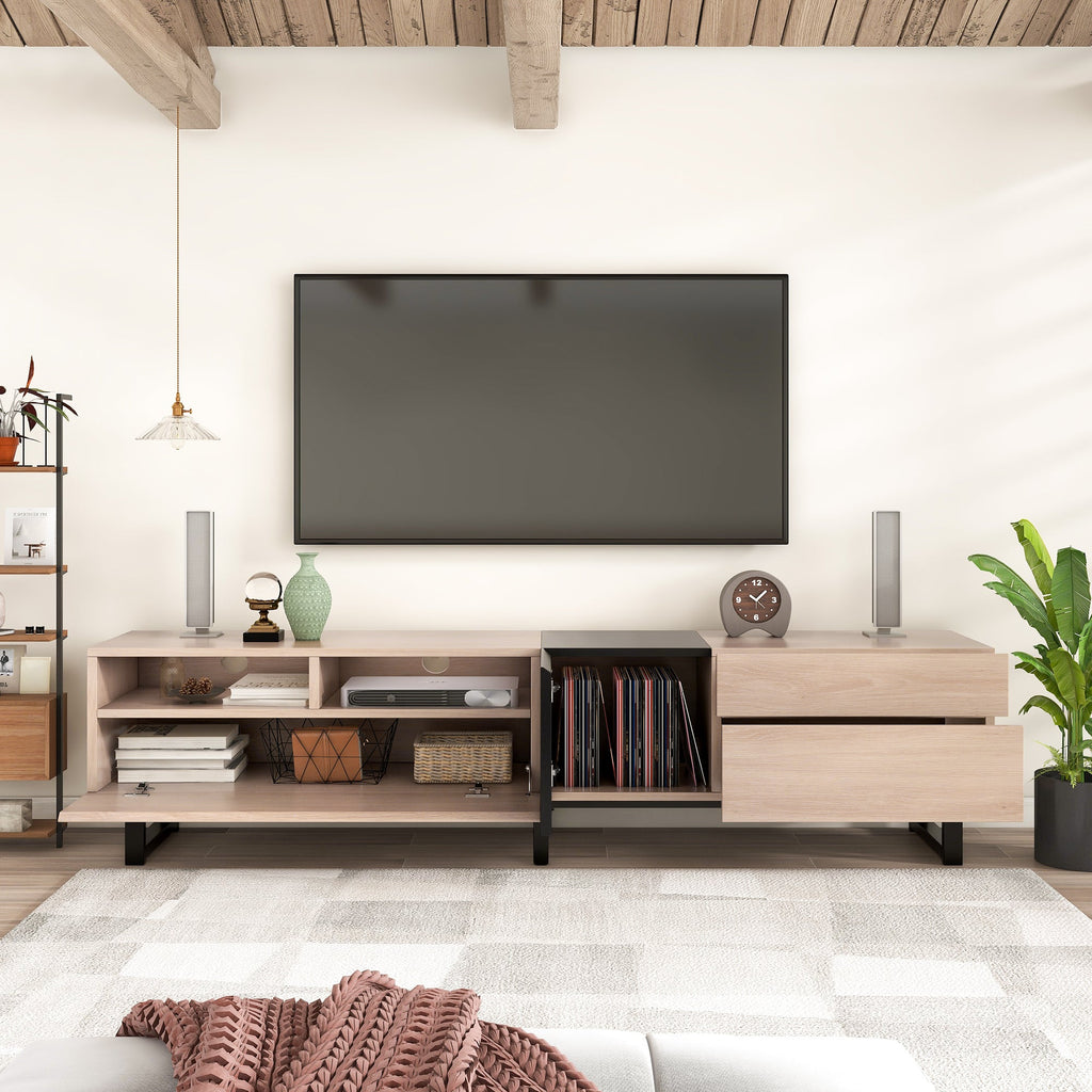 Modern TV Stand for 80'' TV with Double Storage Space