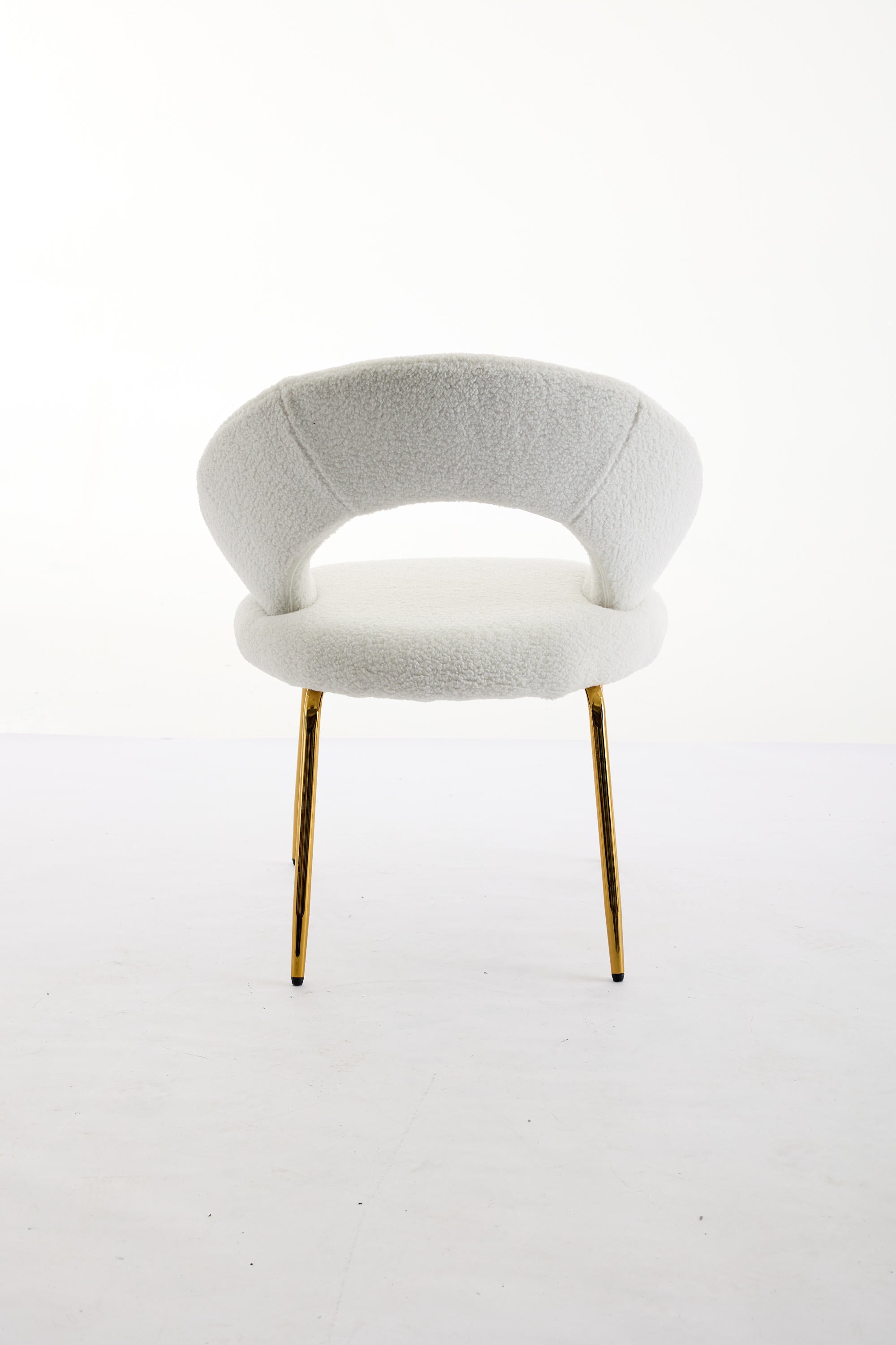 Velvet/Teddy Fabric Dining Chairs with Curved Backrest