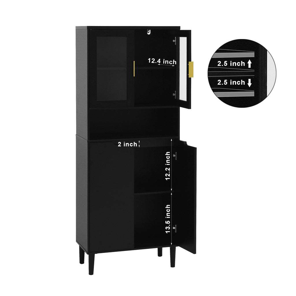 Tempered Glass Door Tall Storage Bookcase