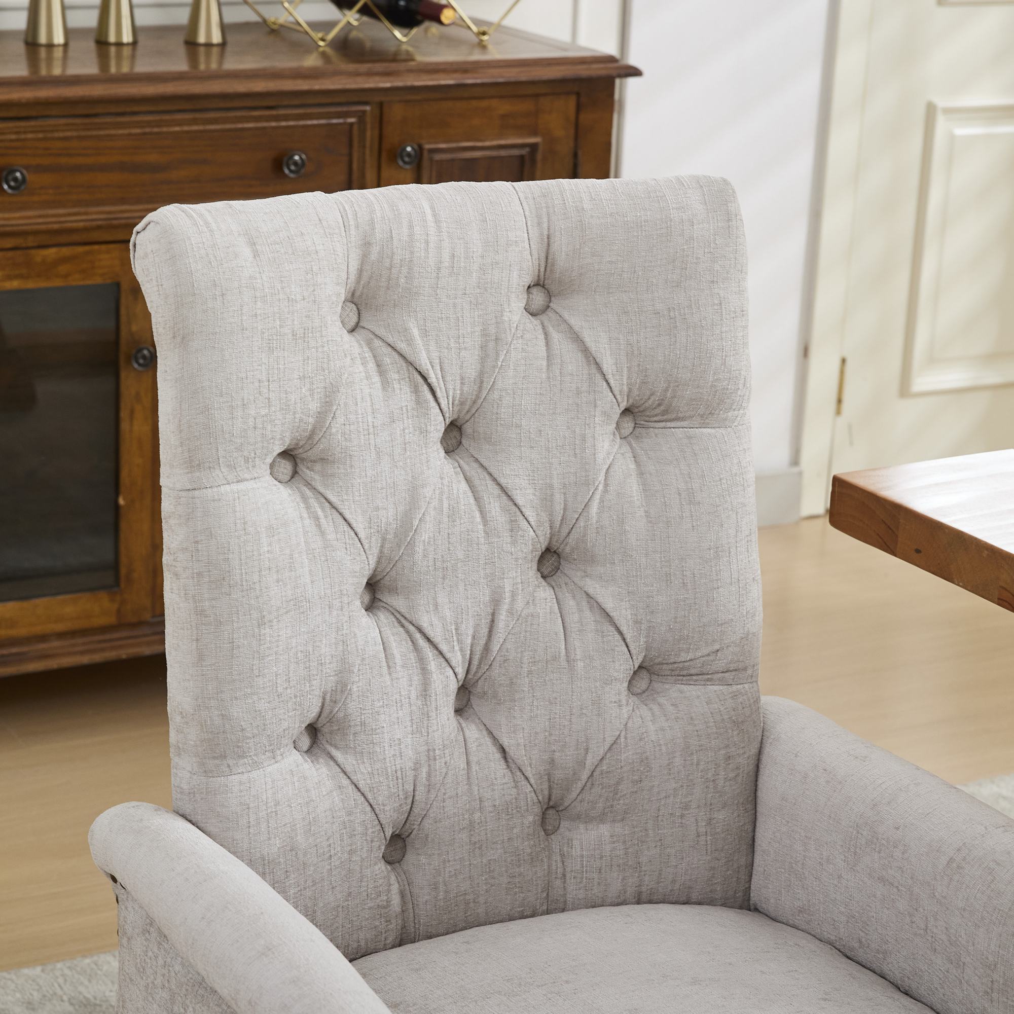 Elegant Upholstered Chenille Fabric Accent Dining Chair