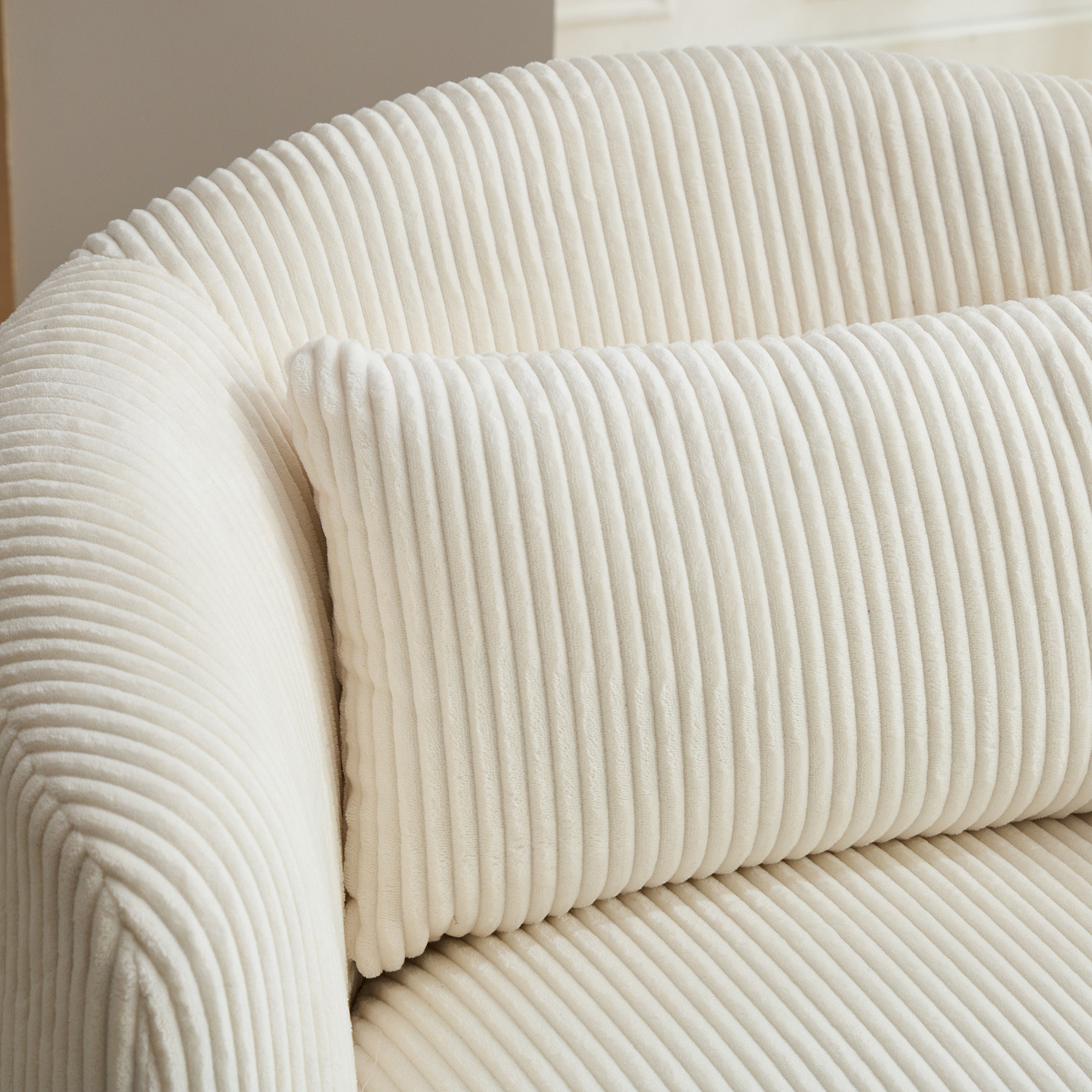 34.25' Wide Upholstered Corduroy Metal Base Swivel Soft Chair