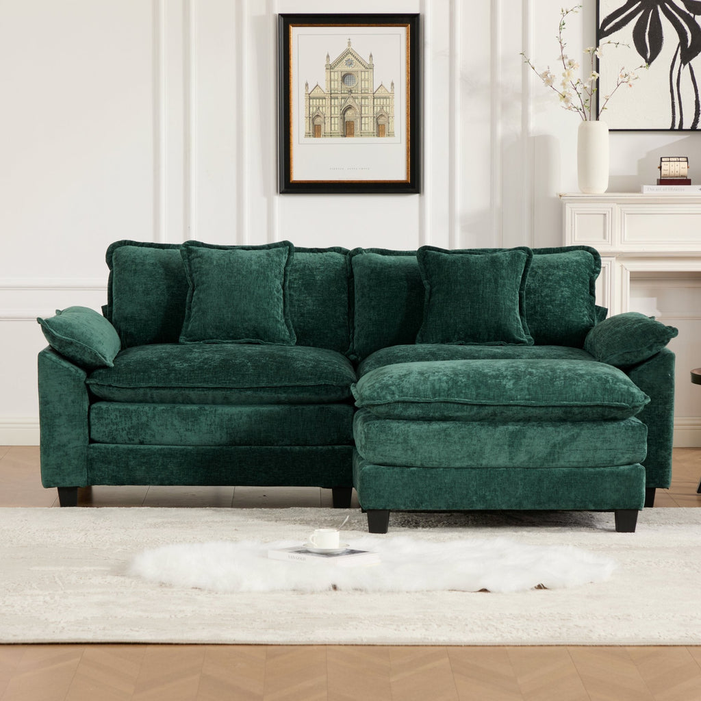 Modern Comfy Upholstered Seat Cushion Sectional Couch (Ottoman is Not Included)