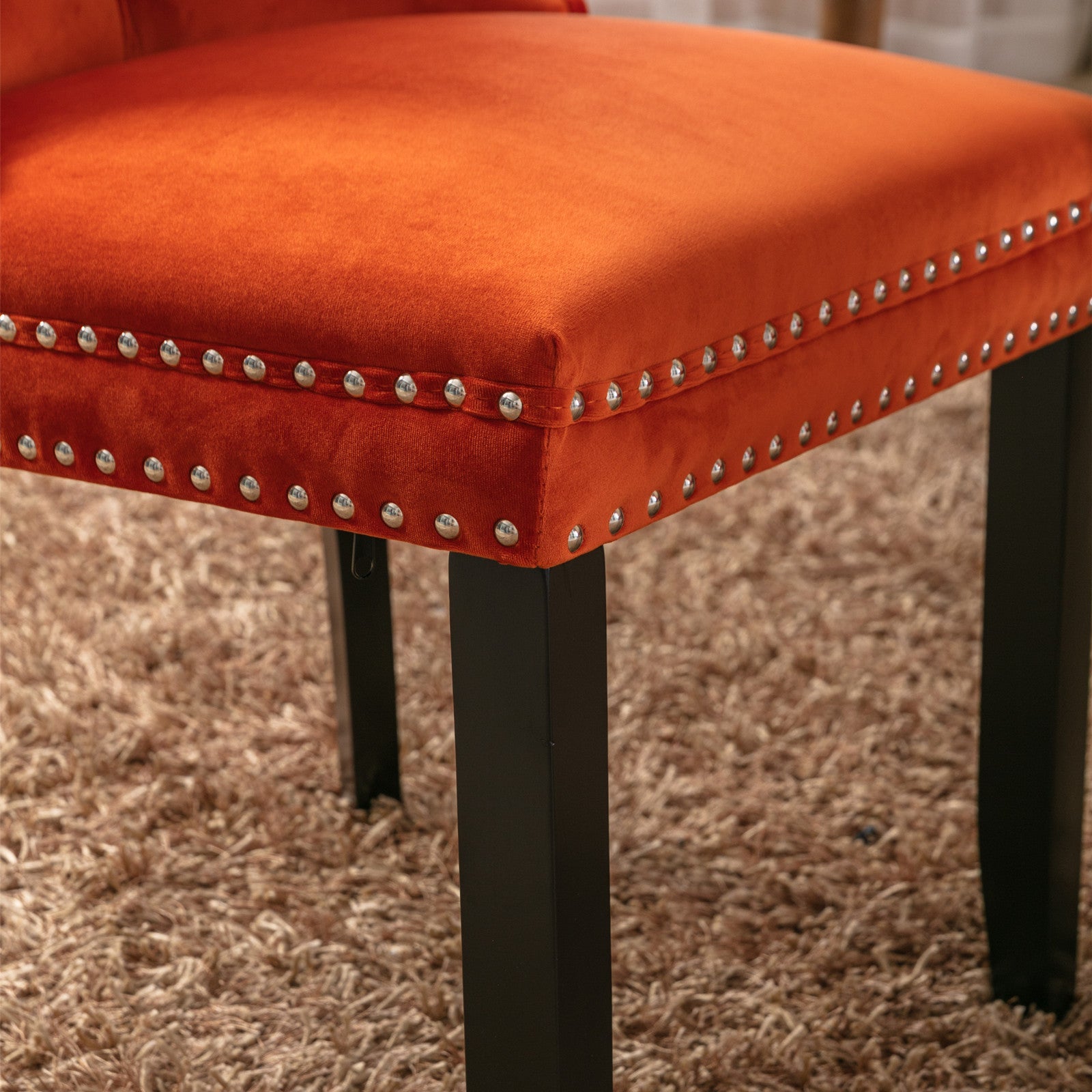 Modern High-end Tufted Solid Wood Velvet Dining Chair(Set of 2)