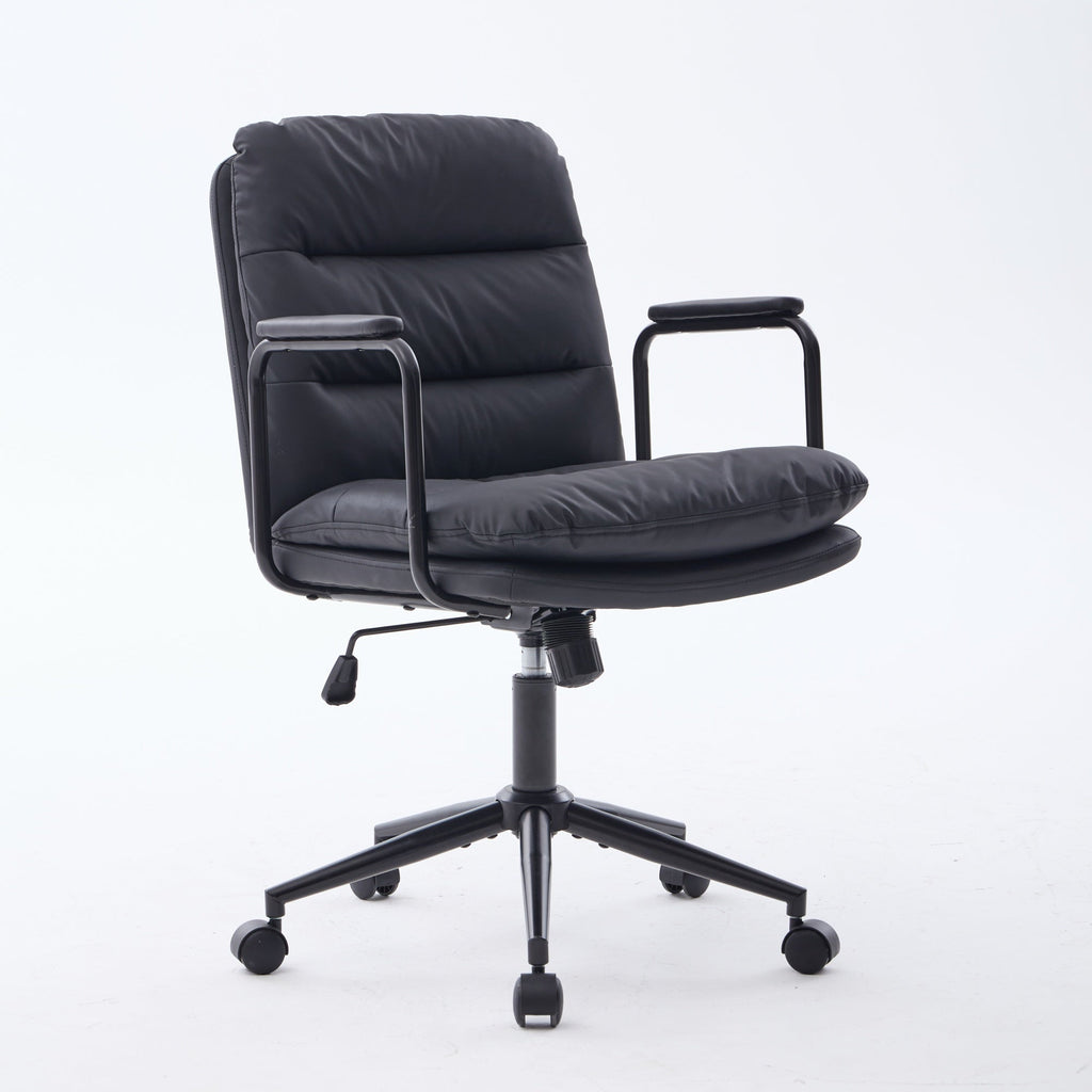 Mid Back Home Office Ergonomic PU Leather Computer Rolling Swivel Chair