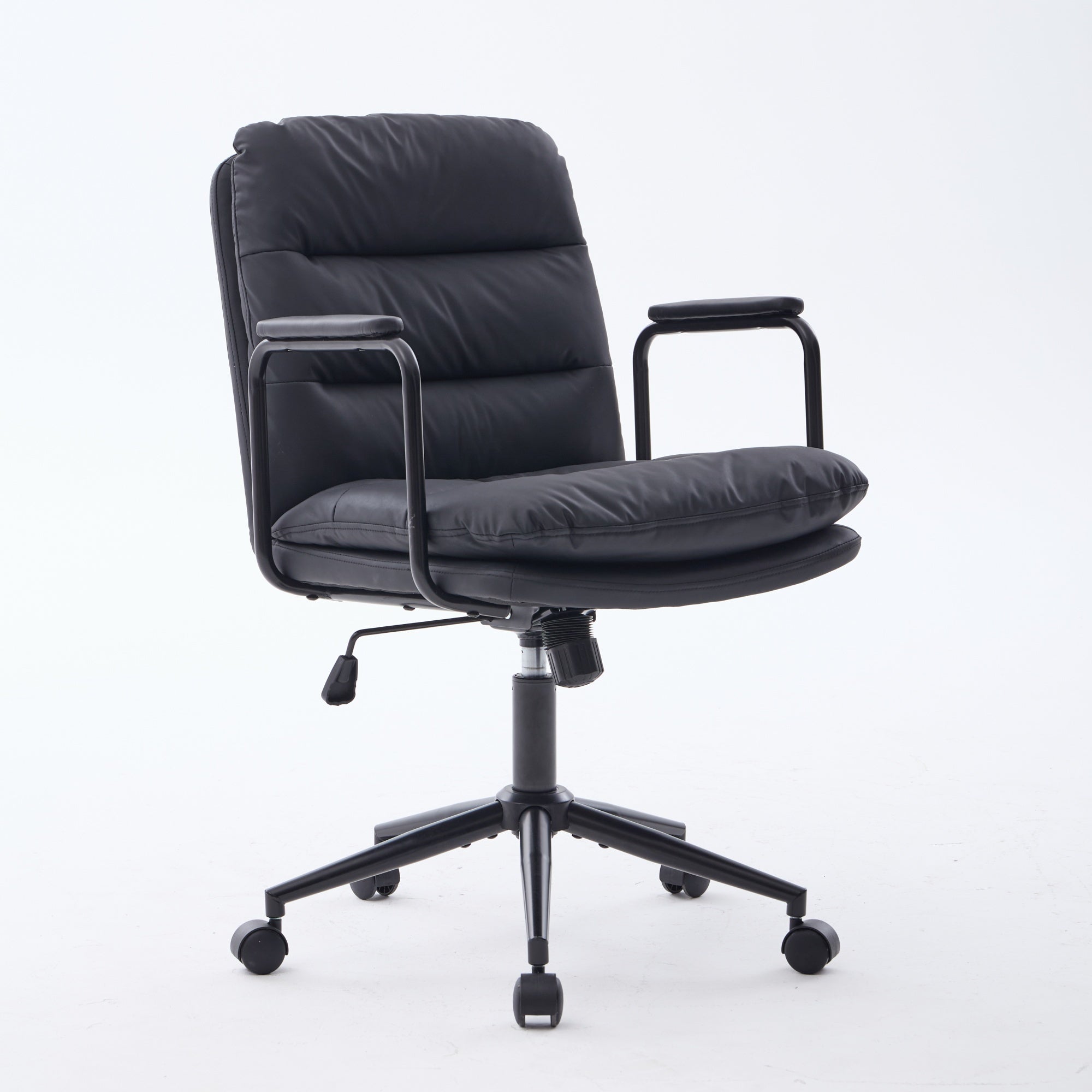 Mid Back Home Office Ergonomic PU Leather Computer Rolling Swivel Chair