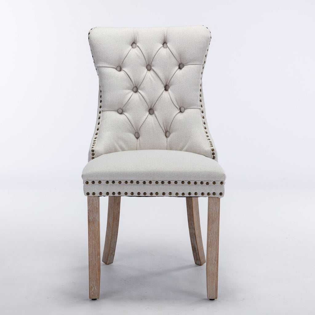 Linen Contemporary Tufted Flax Upholstered Dining Chairs (Set of 2)