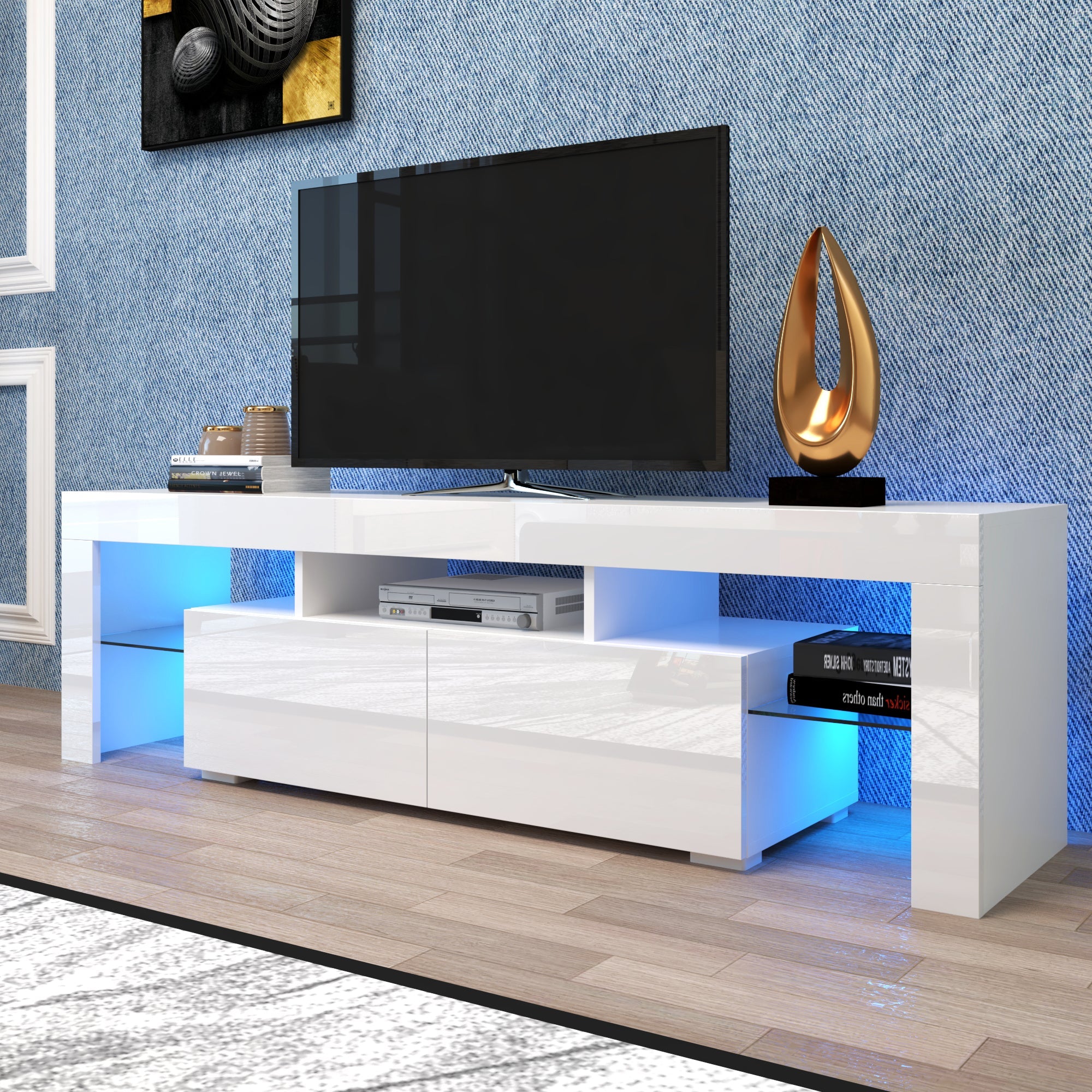 Modern Remote Control 20 Colors LED Lights TV Stand