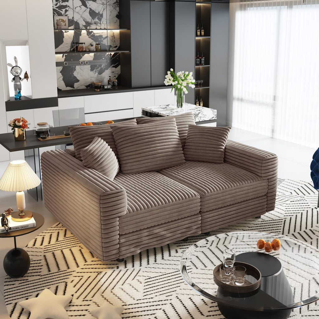 82.7' Modern Comfy Cloud Couch Sofa with Soft Pillows + Ottomans Option