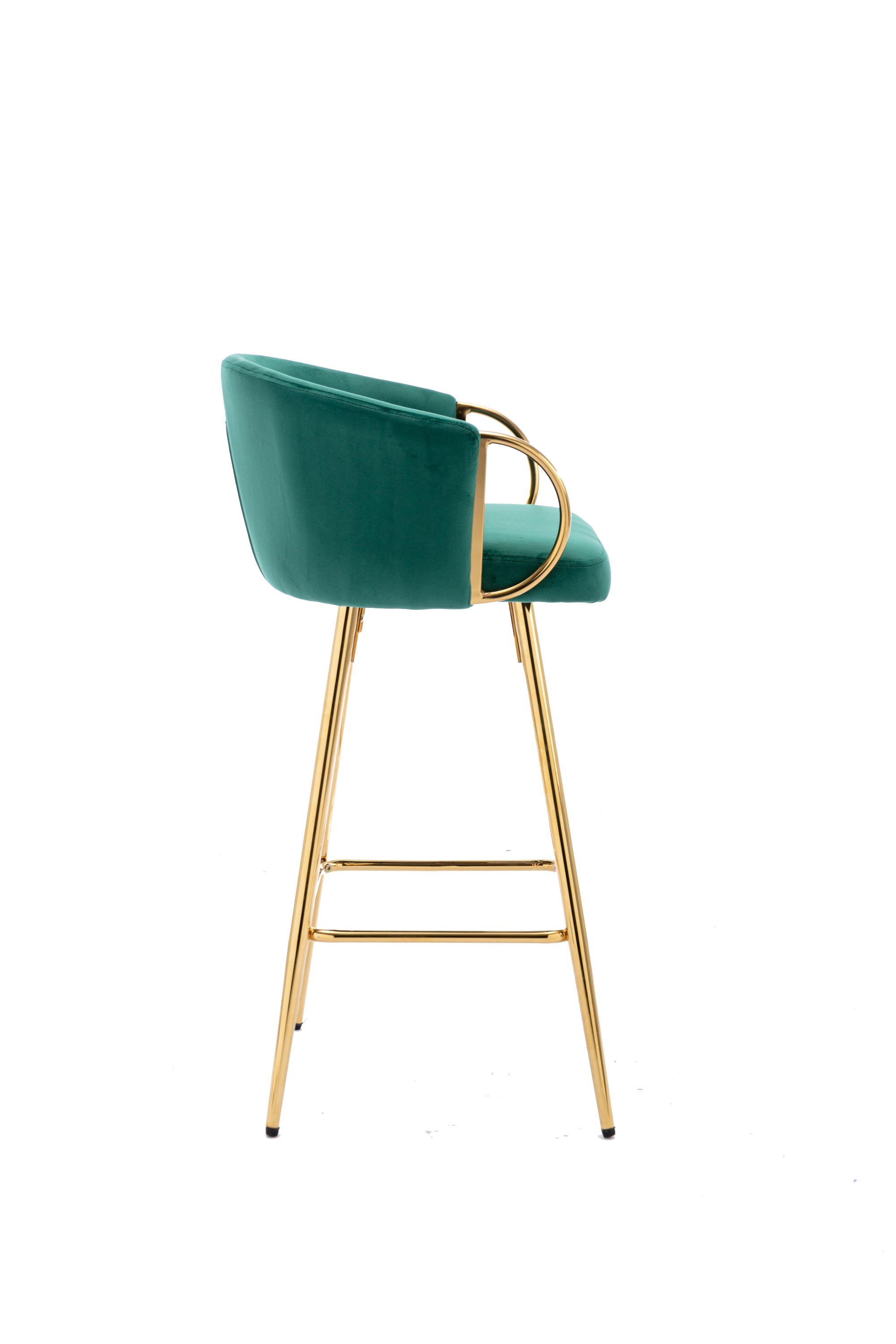 Velvet Bar Stools with Chrome Footrest and Base（Set of 2)
