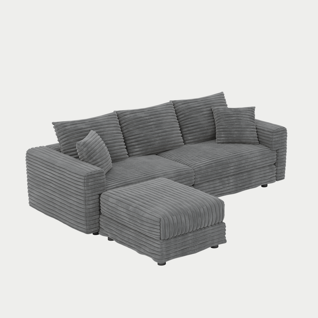 82.7' Modern Comfy Cloud Couch Sofa with Soft Pillows + Ottomans Option
