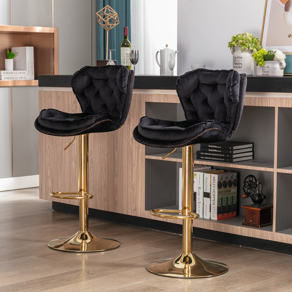 Bar Stools with Chrome Footrest and Base (Set of 2 )