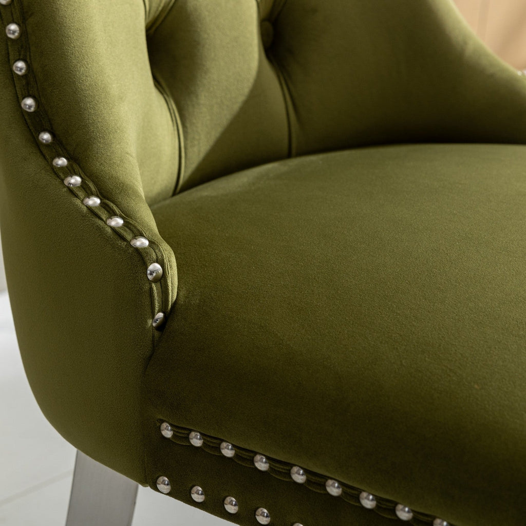 Modern High-end Tufted Solid Wood Velvet Dining Chairs (Set of 2)