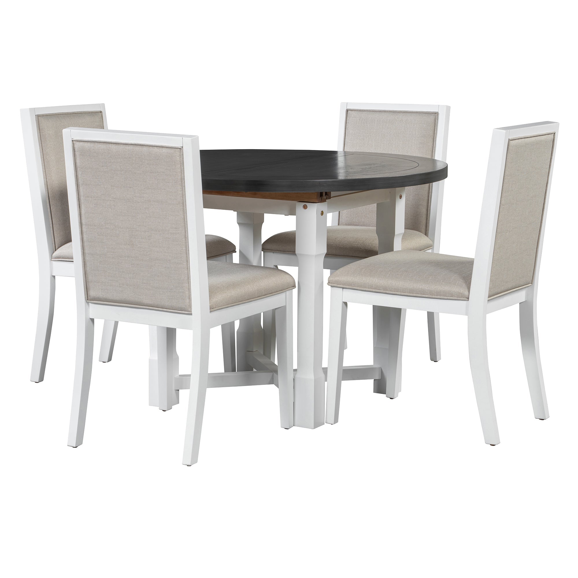5-Piece Extendable Dining Table Set with Removable Leaf