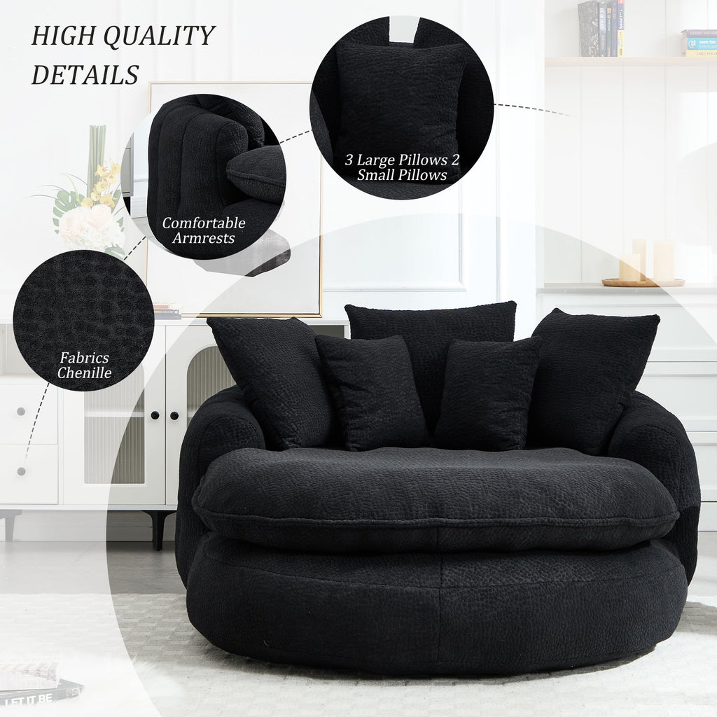 Oversized Oval Upholstered Bean Bag Sofa