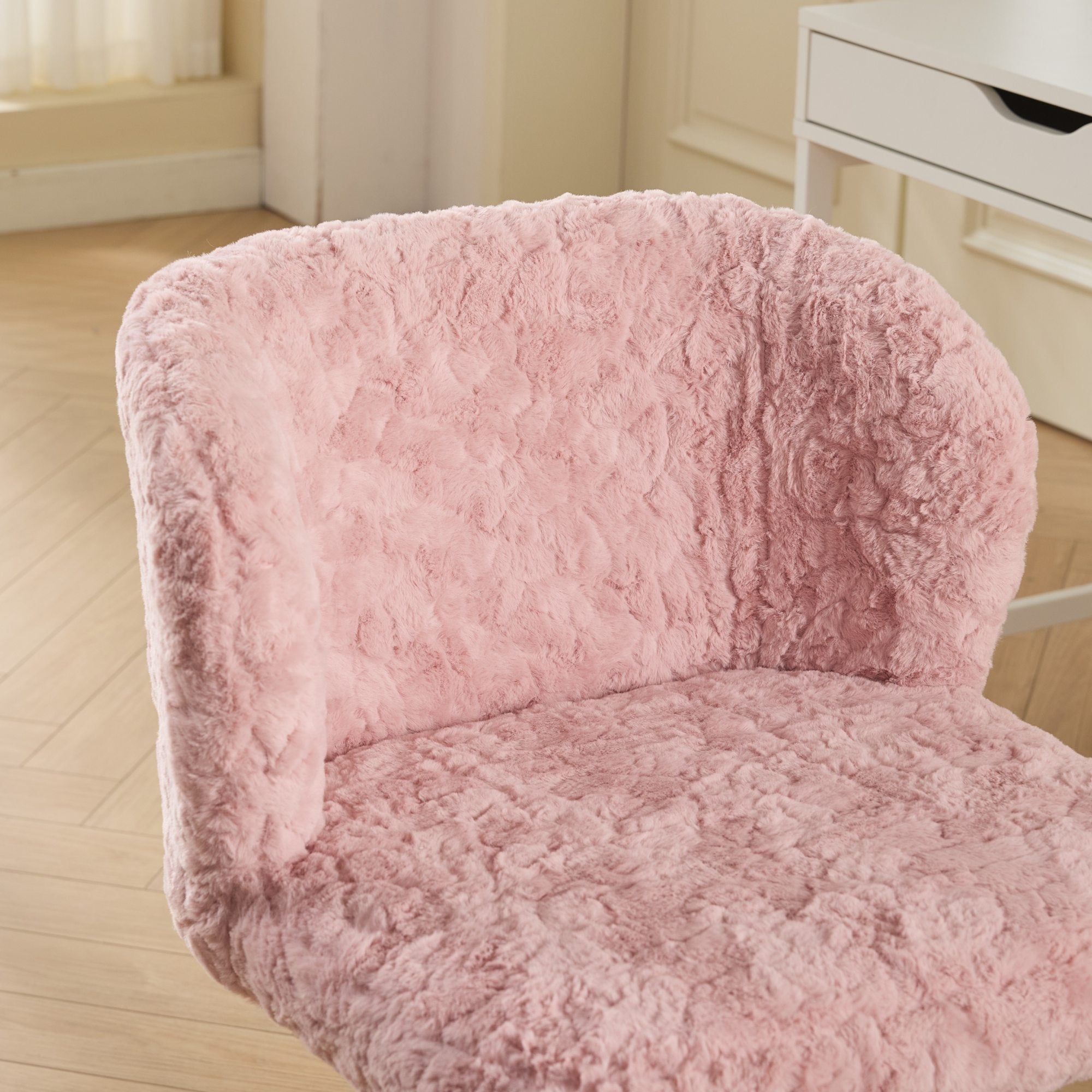 Artificial Rabbit Hair Adjustable Office Chair with Metal Base