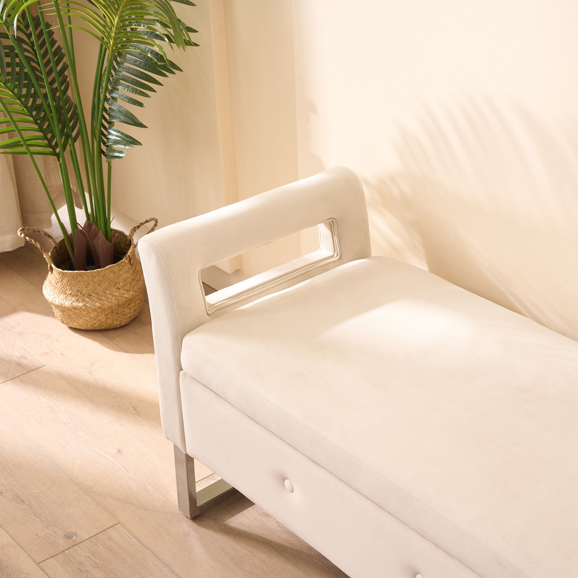 67.91' Wide Velvet Storage Soft Ottoman Bench with Armrests