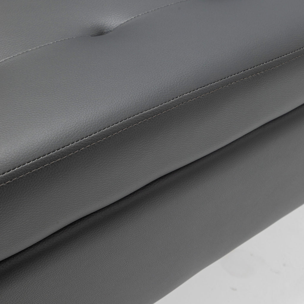 Brown PU Leather Storage Bench