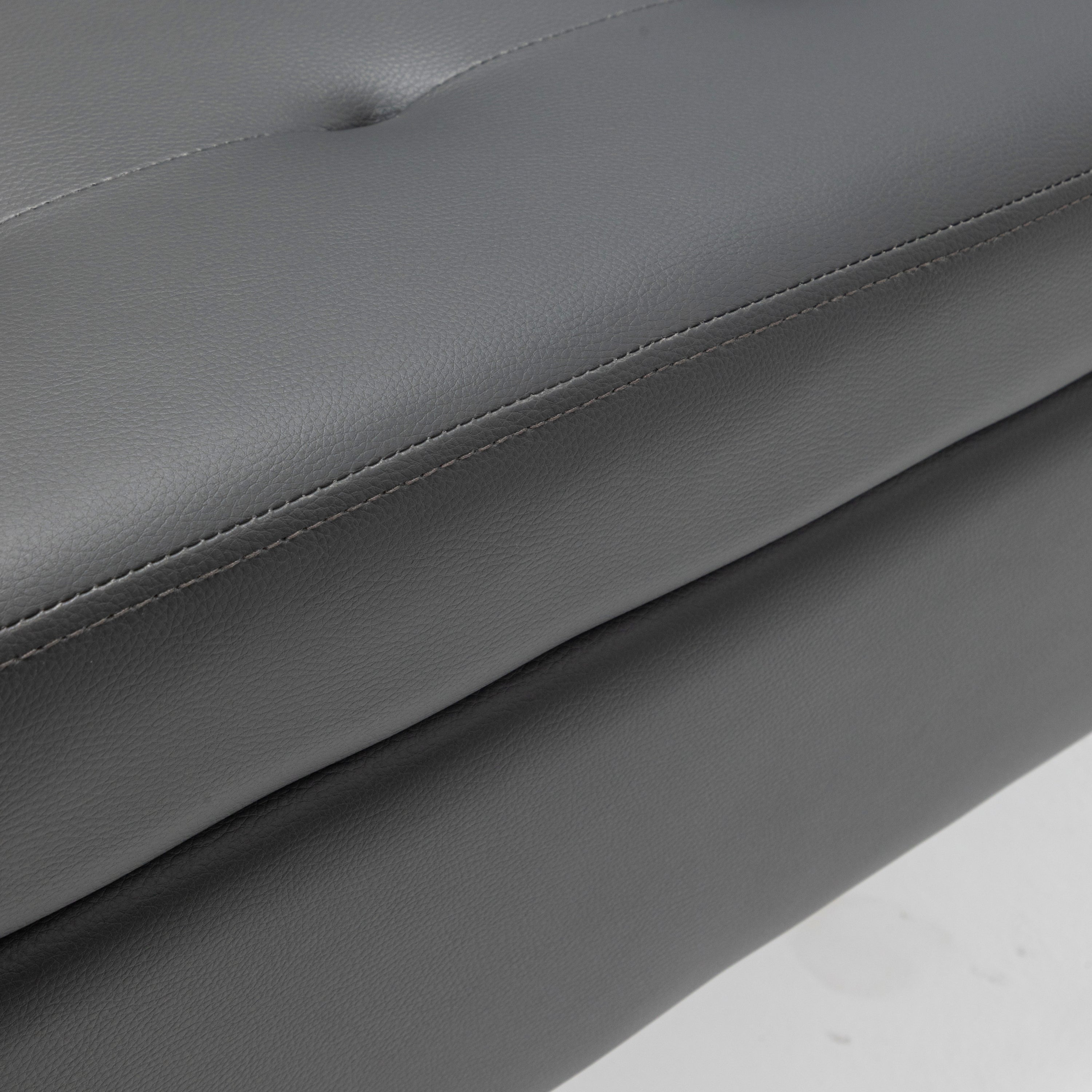 Brown PU Leather Storage Bench
