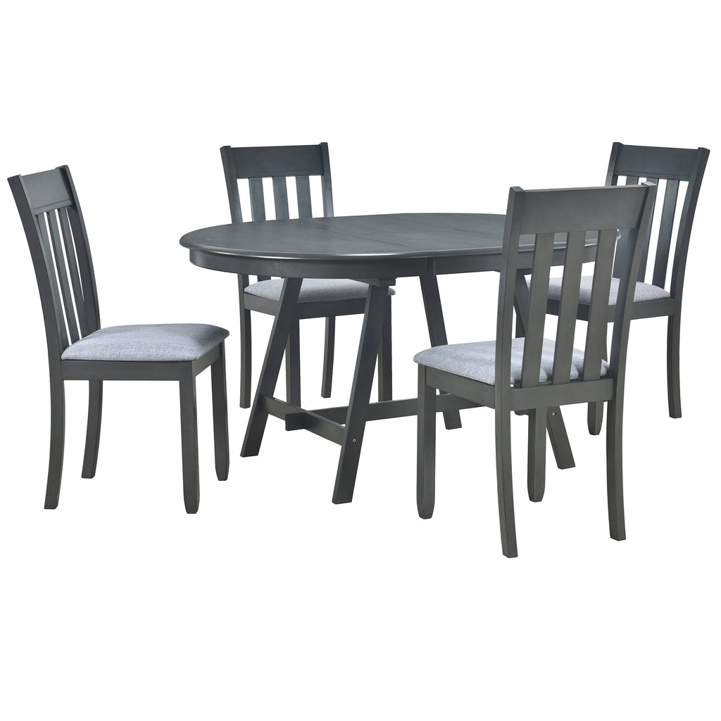 Modern Farmhouse 5-Piece Wood Dining Table Set