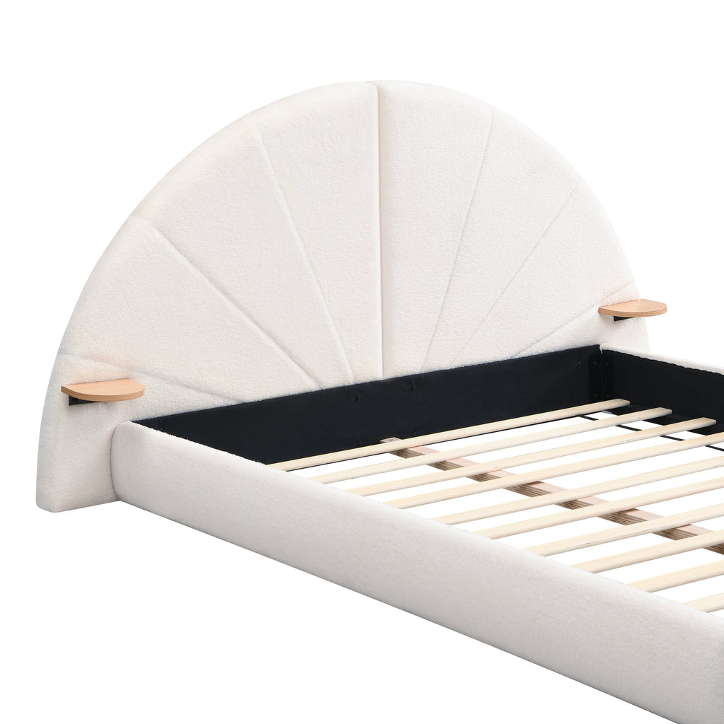Unique Arched Boucle Bed with Small Table