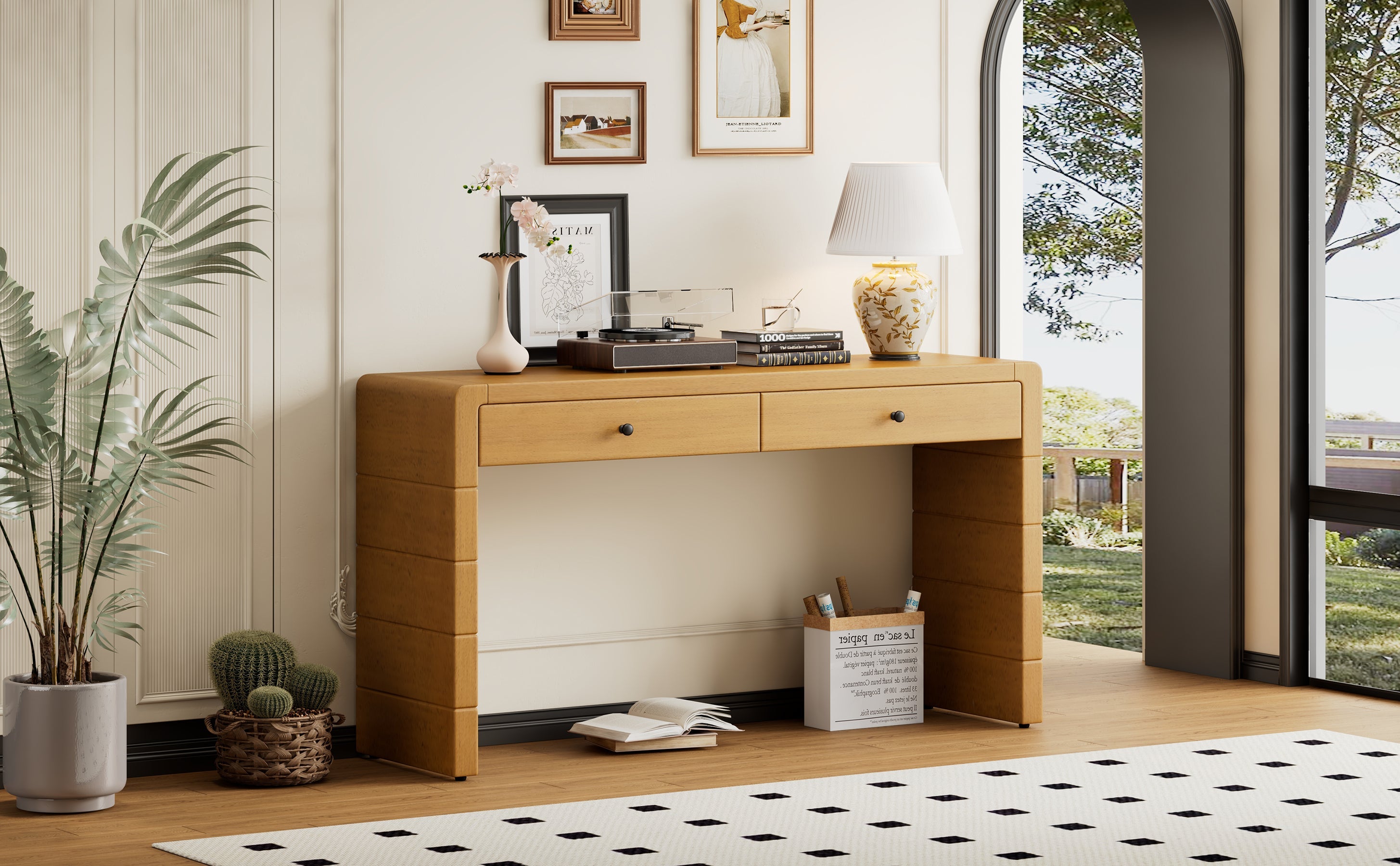 Wooden Entryway Table with 2 Drawers