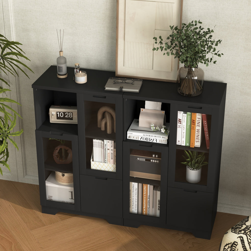 Modern MDF Painted Cabinet with Glass Doors and Drawer