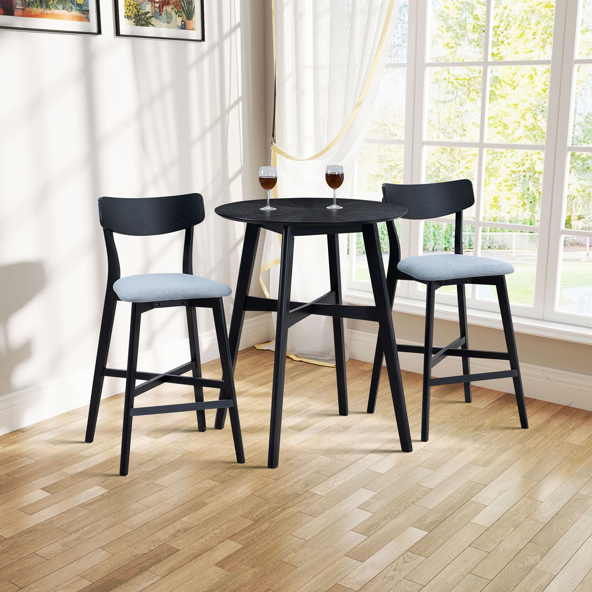 Modern Wooden Bar Chairs (Set of 2)