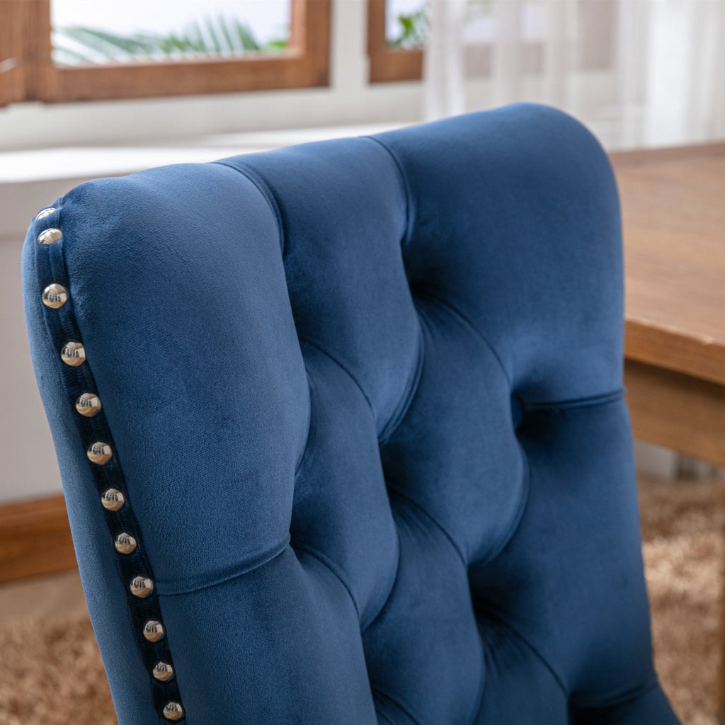 Modern High-end Tufted Solid Wood Velvet Dining Chair(Set of 2)