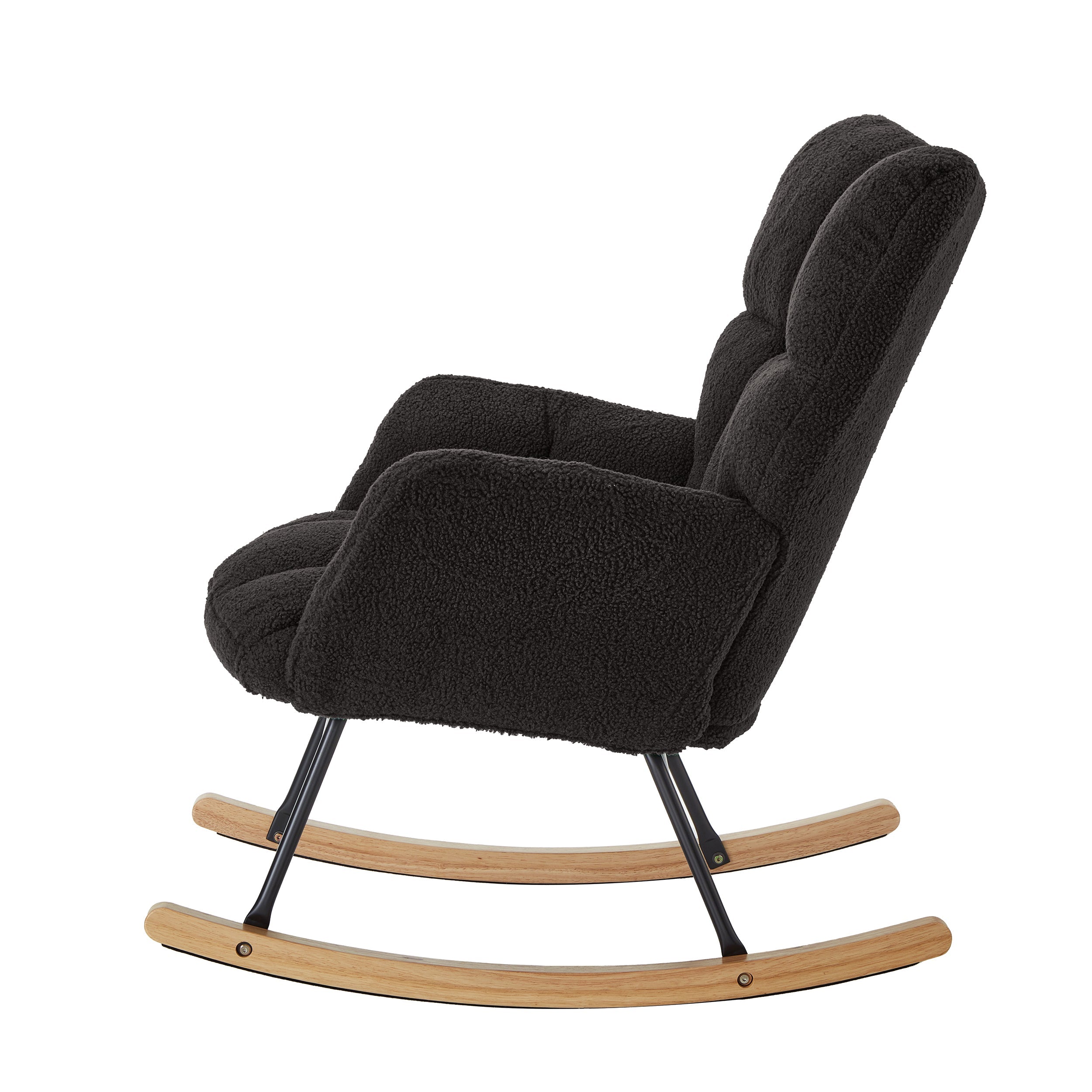 Tufted Upholstered Teddy Fabric Glider Rocking Chair
