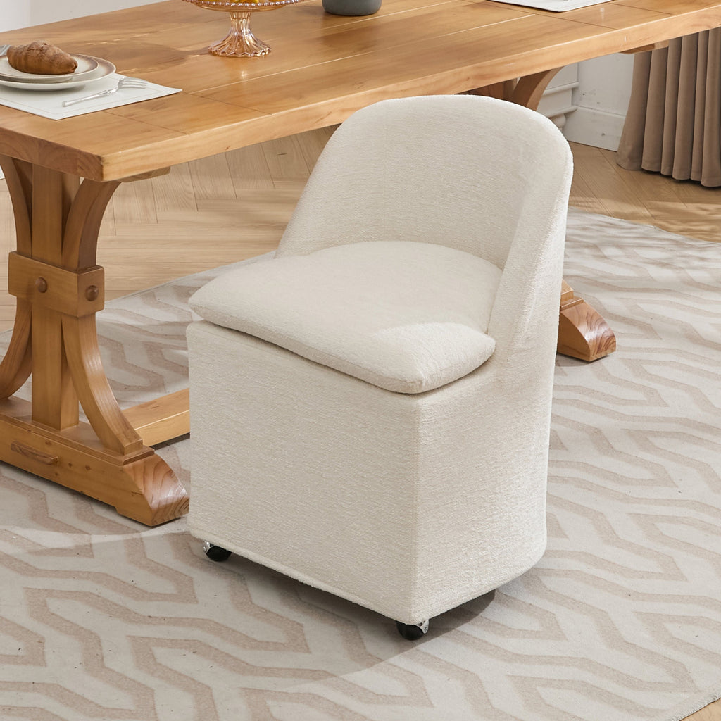 Chenille Fabric Dining Chairs with Universal Wheels