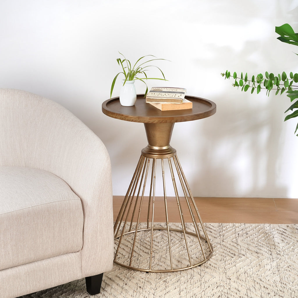 Hollow Edge Retro Art Pine Side Table