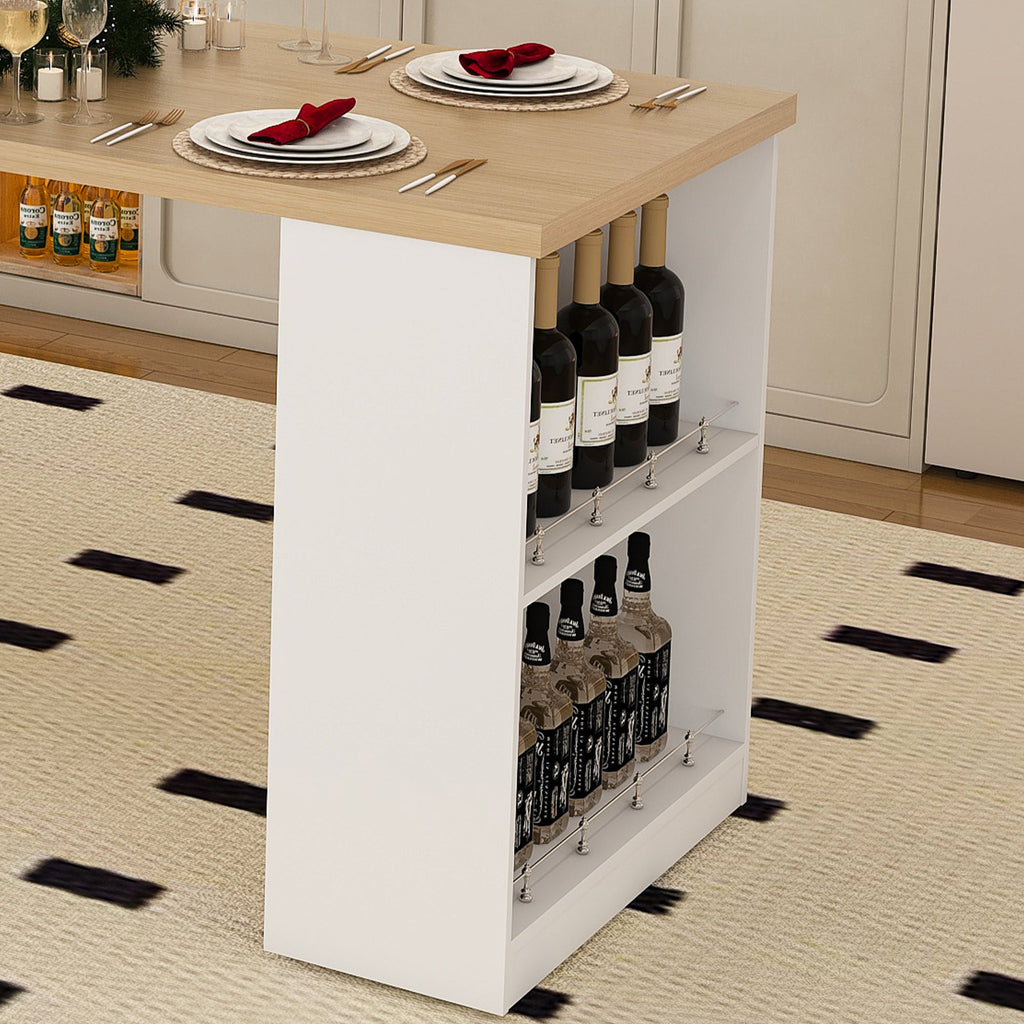 Expandable Kitchen Island with Dining Table