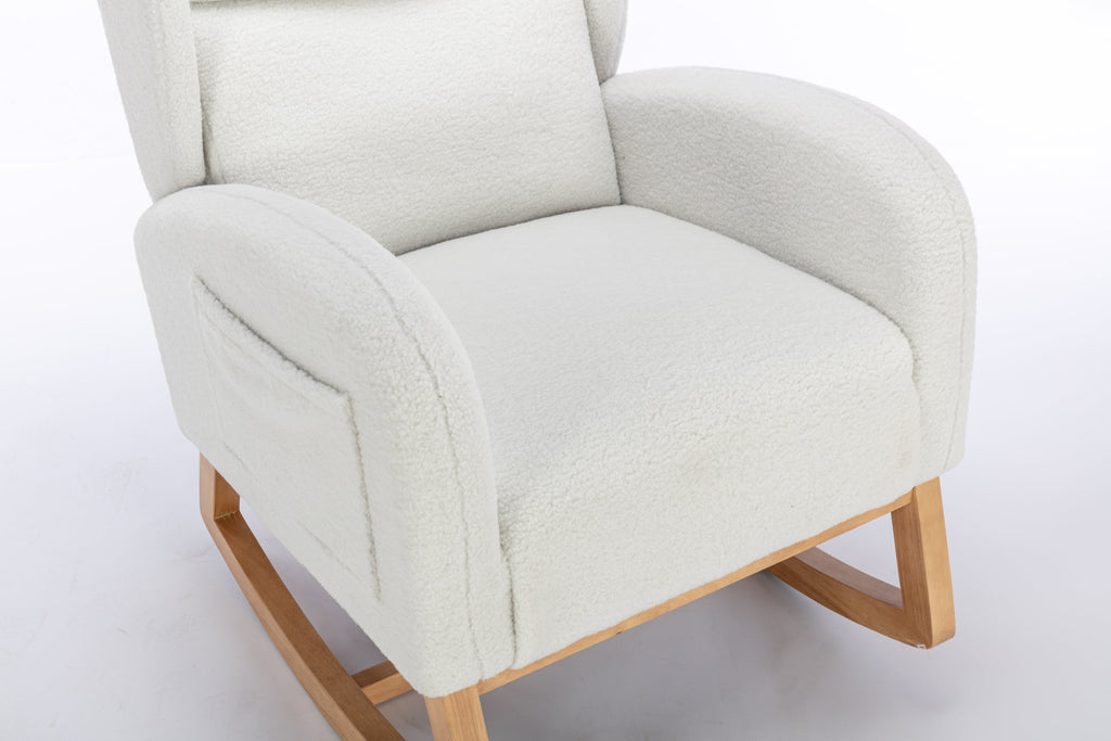 Teddy Fabric Rocking Chair with Packet Wood Legs