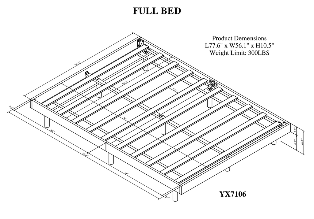Modern Design Full Floating Platform Bed Frame