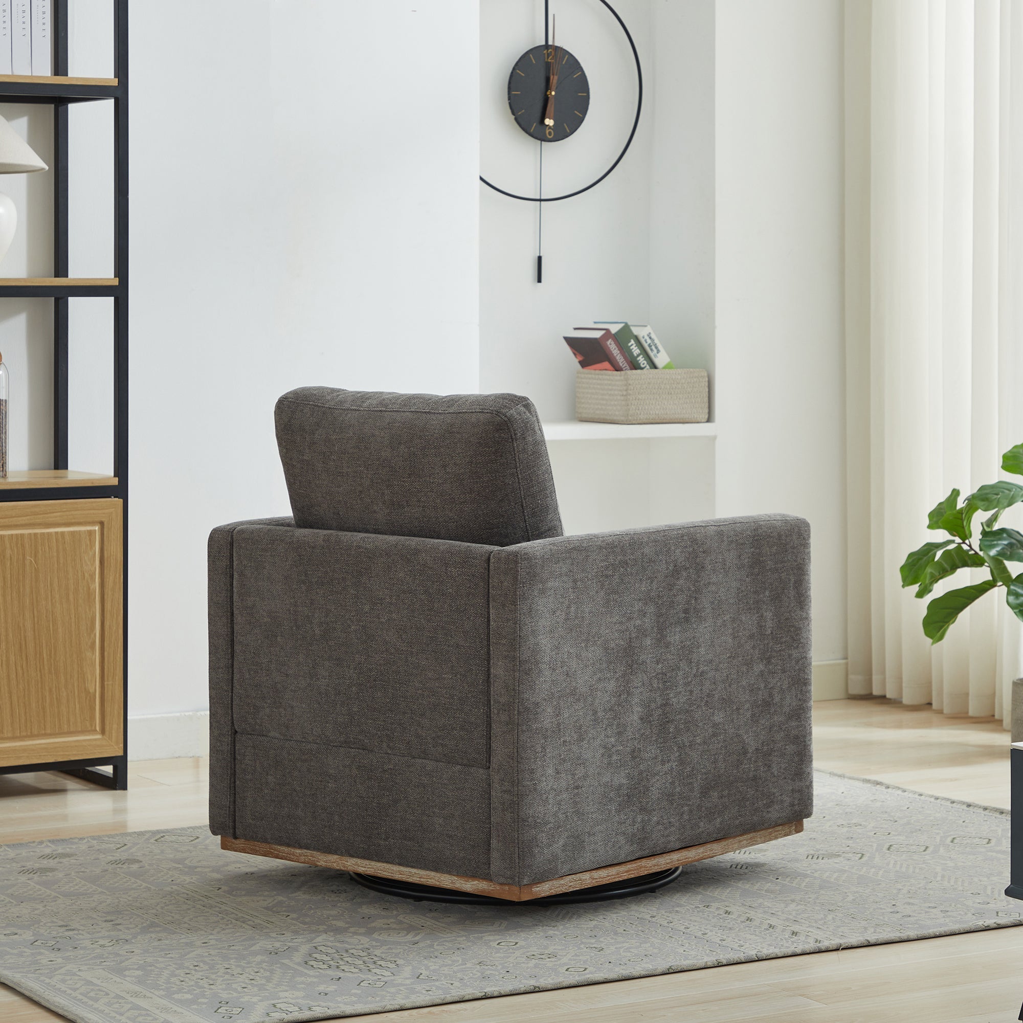 Modern Square Chenille Upholstered Swivel Accent Chair