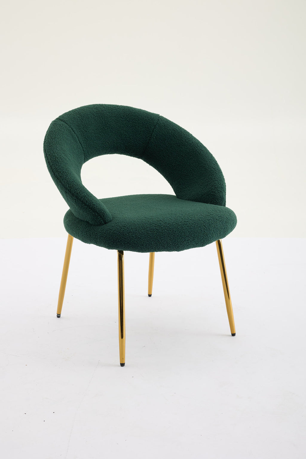 Velvet/Teddy Fabric Dining Chairs with Curved Backrest