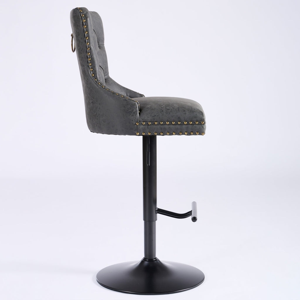 Aged and Retro PU Swivel Barstools Adjusatble Seat Height (Set of 2)