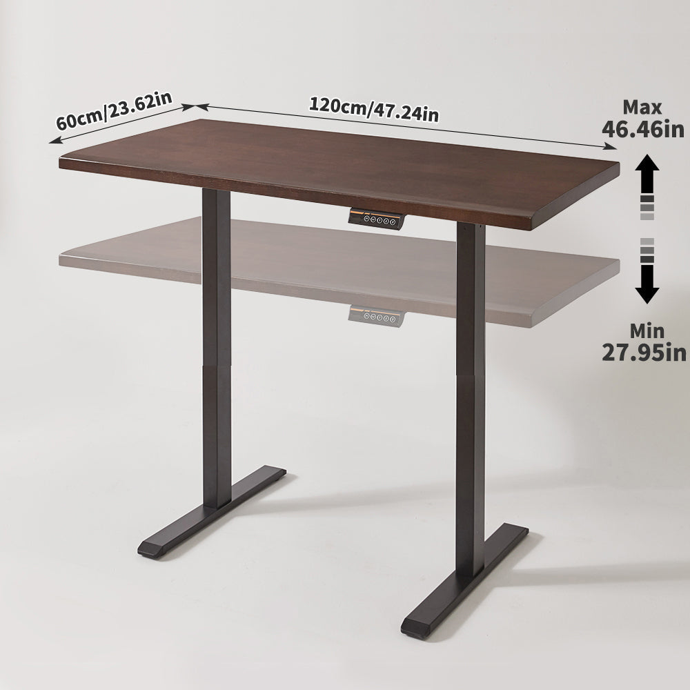 Solid Rubberwood Electric Adjustable Height Ergonomic Home Office Desk