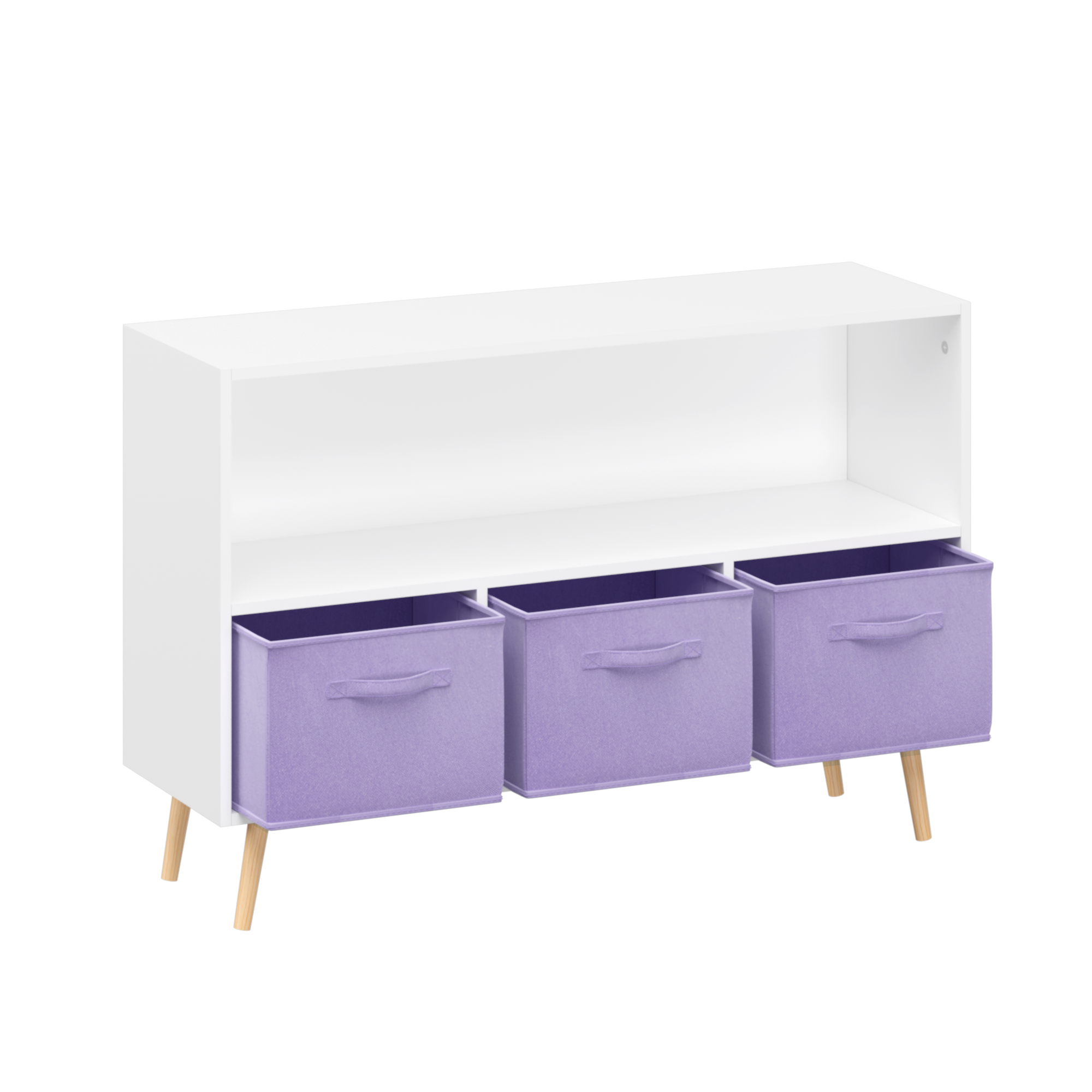 Children's Book Display Kids Bookcase with 3 Fabric Bins