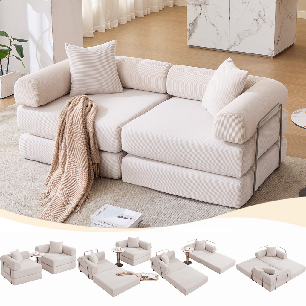 2 Seat Convertible Couch Folding Mattress Couch Sofa Bed